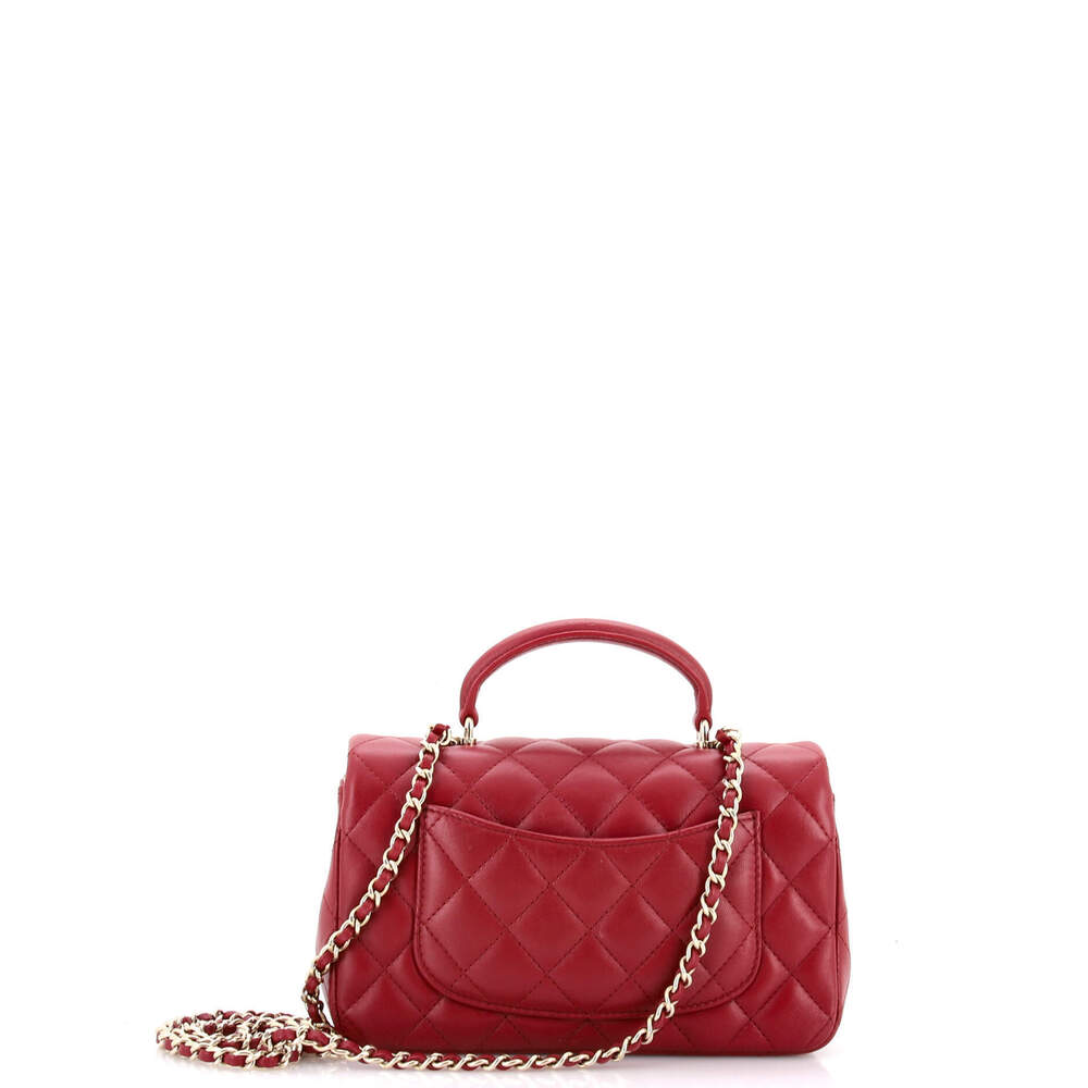 Chanel Mini Classic Single Flap Top Handle Bag Quilted Lambskin - Picture 3 of 5